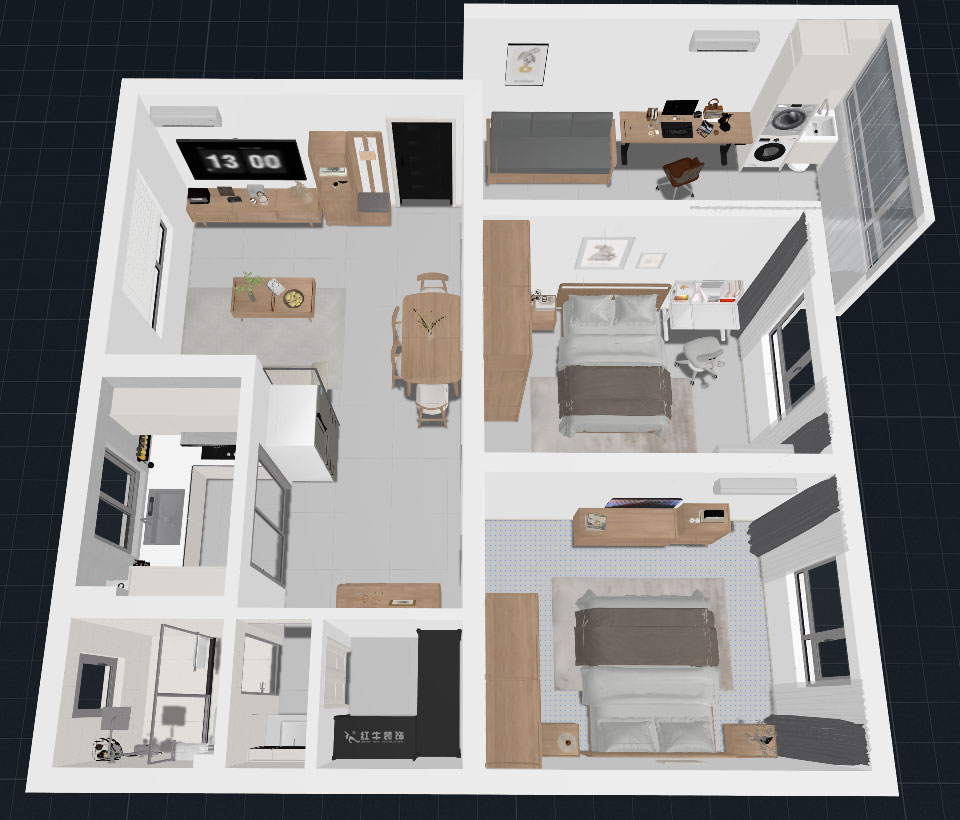 郭志成｜南空光华小区14-402-86㎡-现代原木风格｜3室1厅1厨1卫｜毛坯装修｜定制家｜全包9
